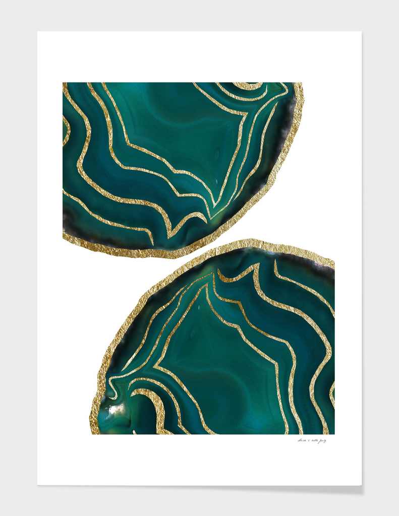 Green Blue Agate Gold Glam #1 #gem #decor #art