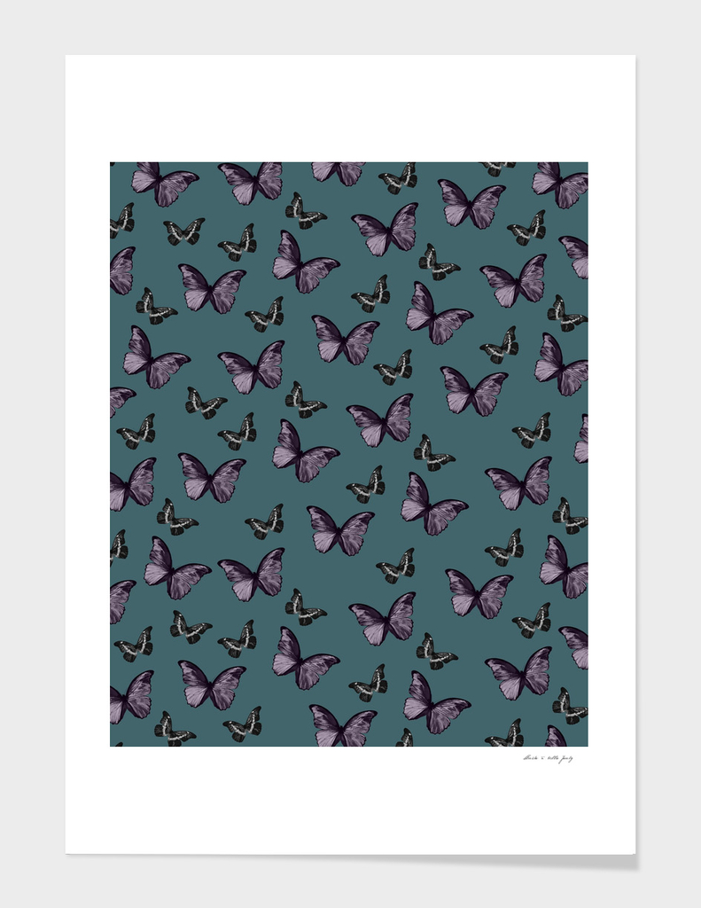 Teal Lavender & Black Butterfly Glam #1 #pattern #decor #art