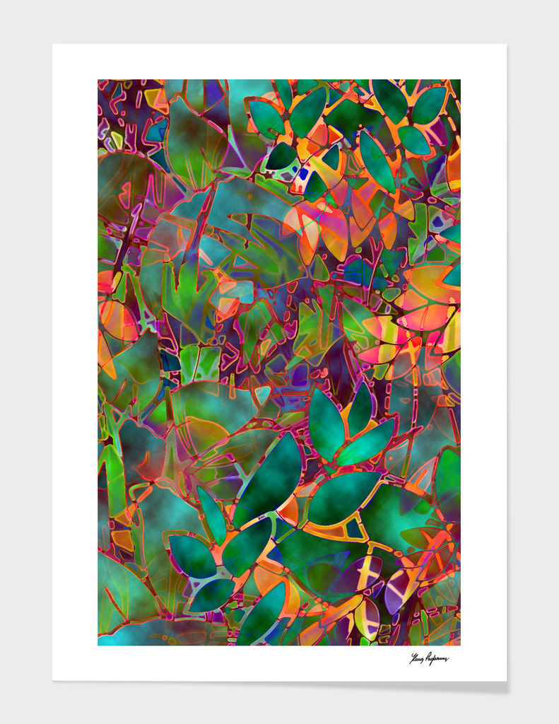 Floral Abstract Stained Glass G176
