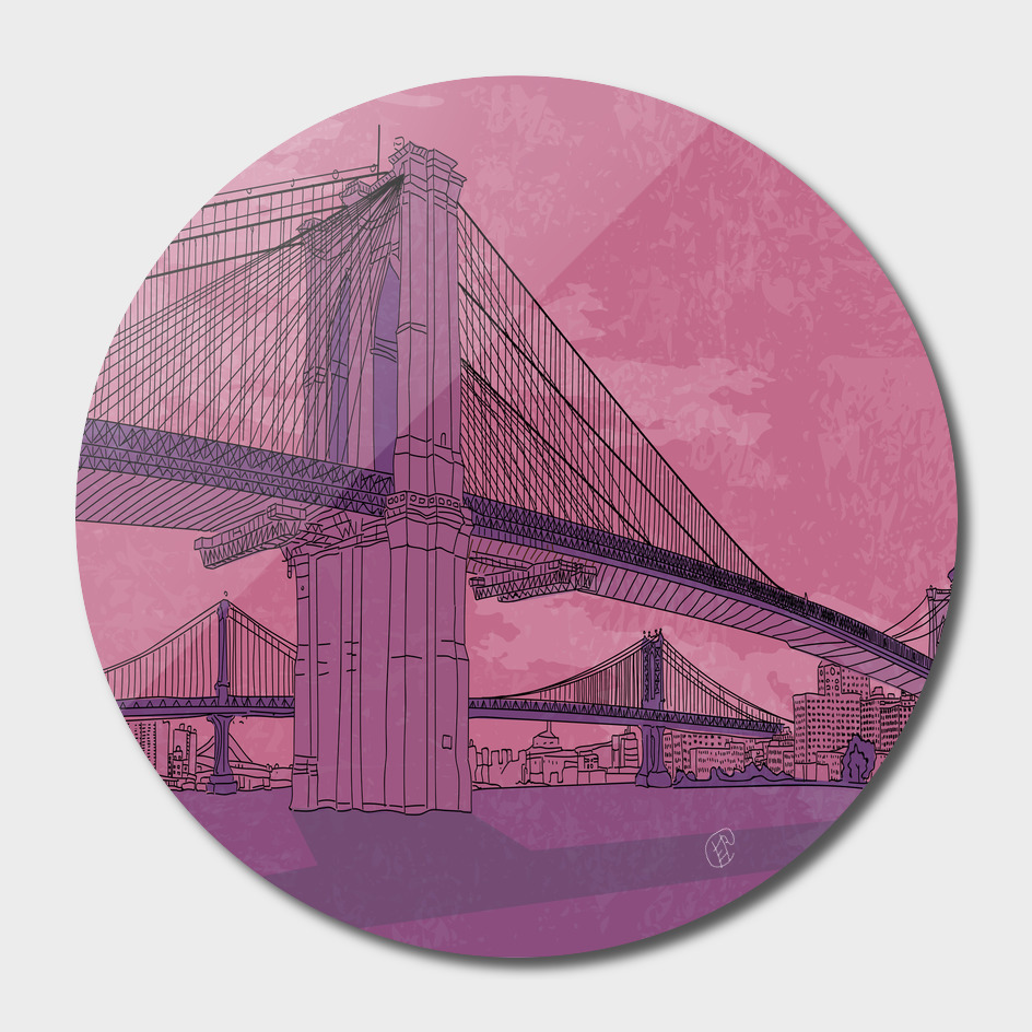 Brooklyn Bridge. Architecture. Drawing lines.