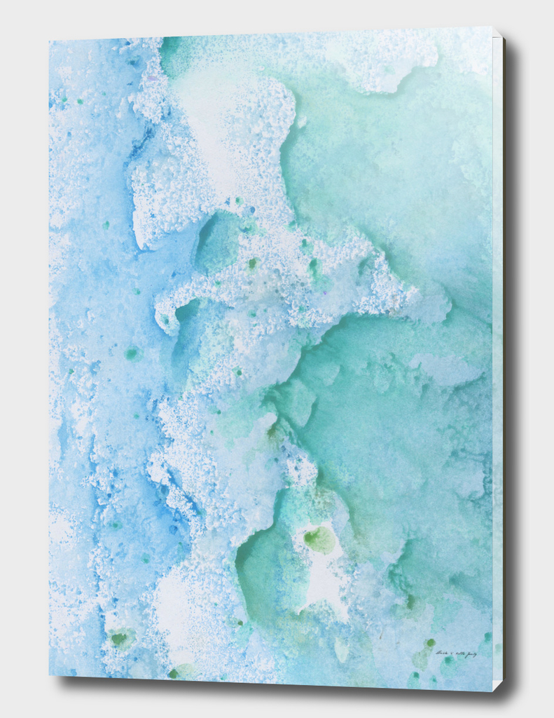 Touching Soft Turquoise Teal Blue Watercolor Abstract #1
