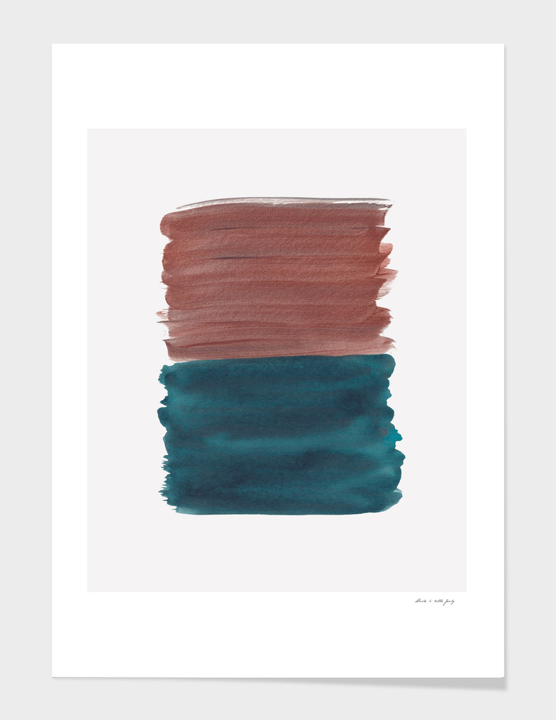 Copper Teal Abstract Minimalism #1 #minimal #ink #decor #art