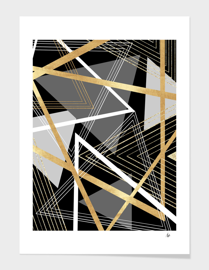 Black and Gold Abstract Geometric