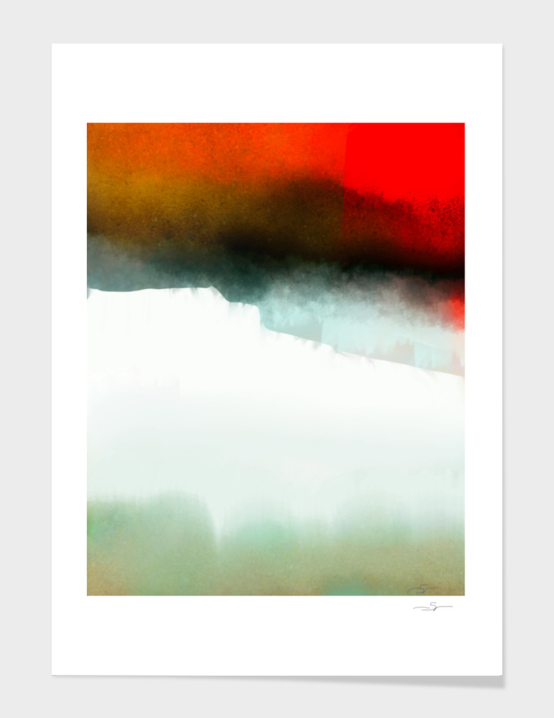 Red, Teal and White Abstract