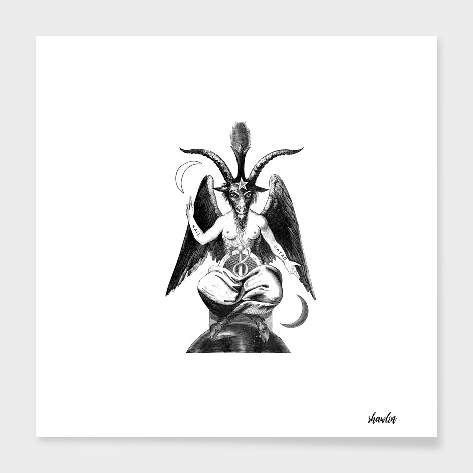 Baphomet Goat with Satanic symbols