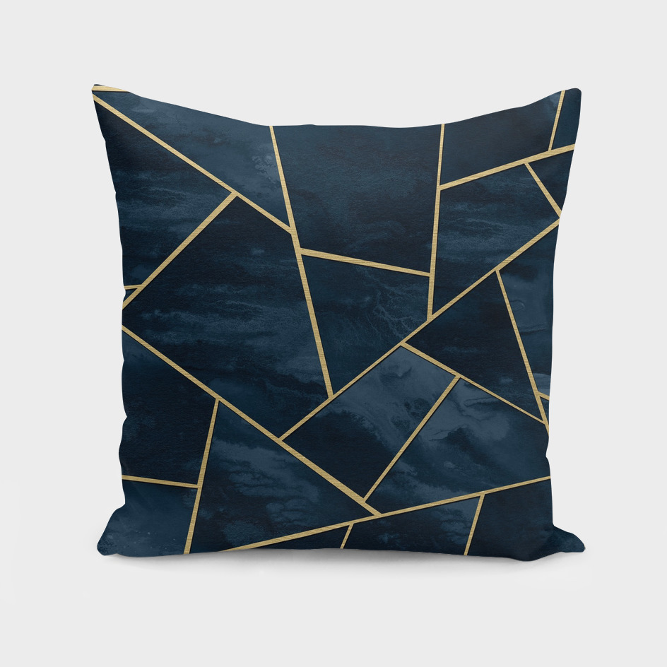 Dark Midnight Navy Blue Gold Geometric Glam #1 #geo #decor