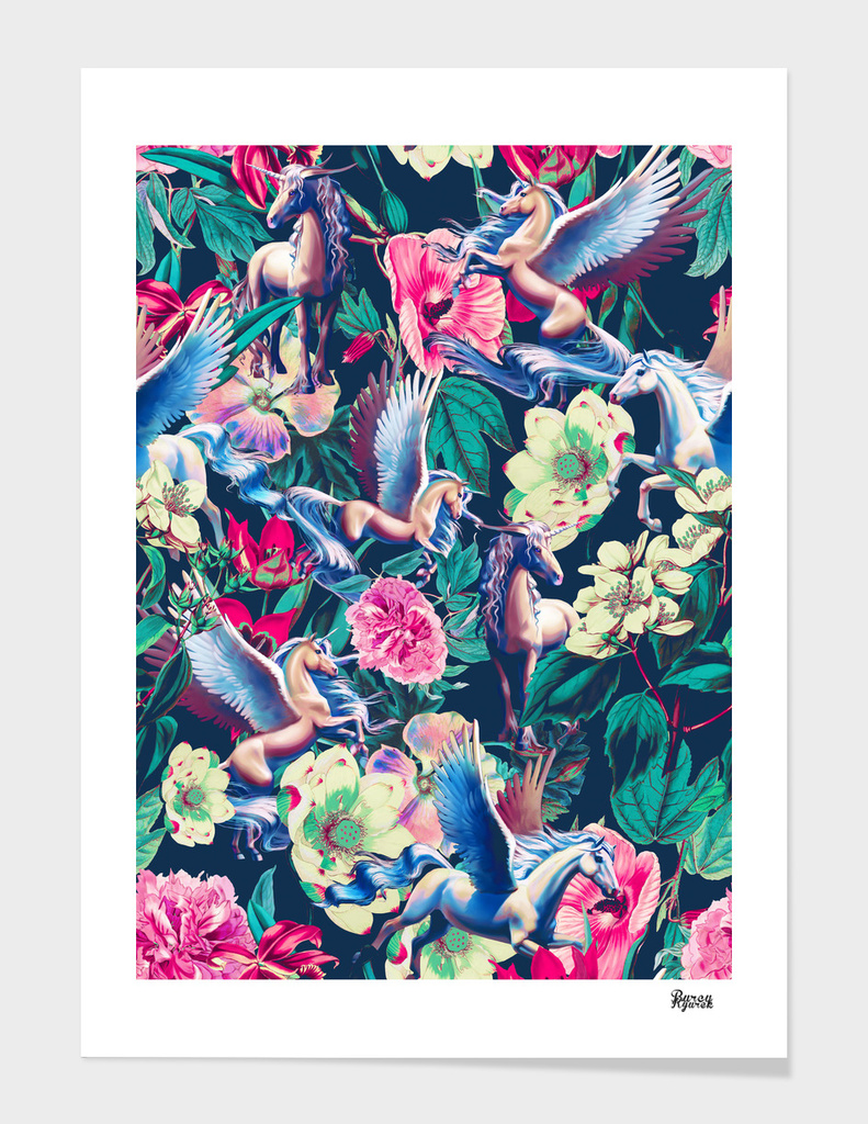 Unicorn and Floral Pattern