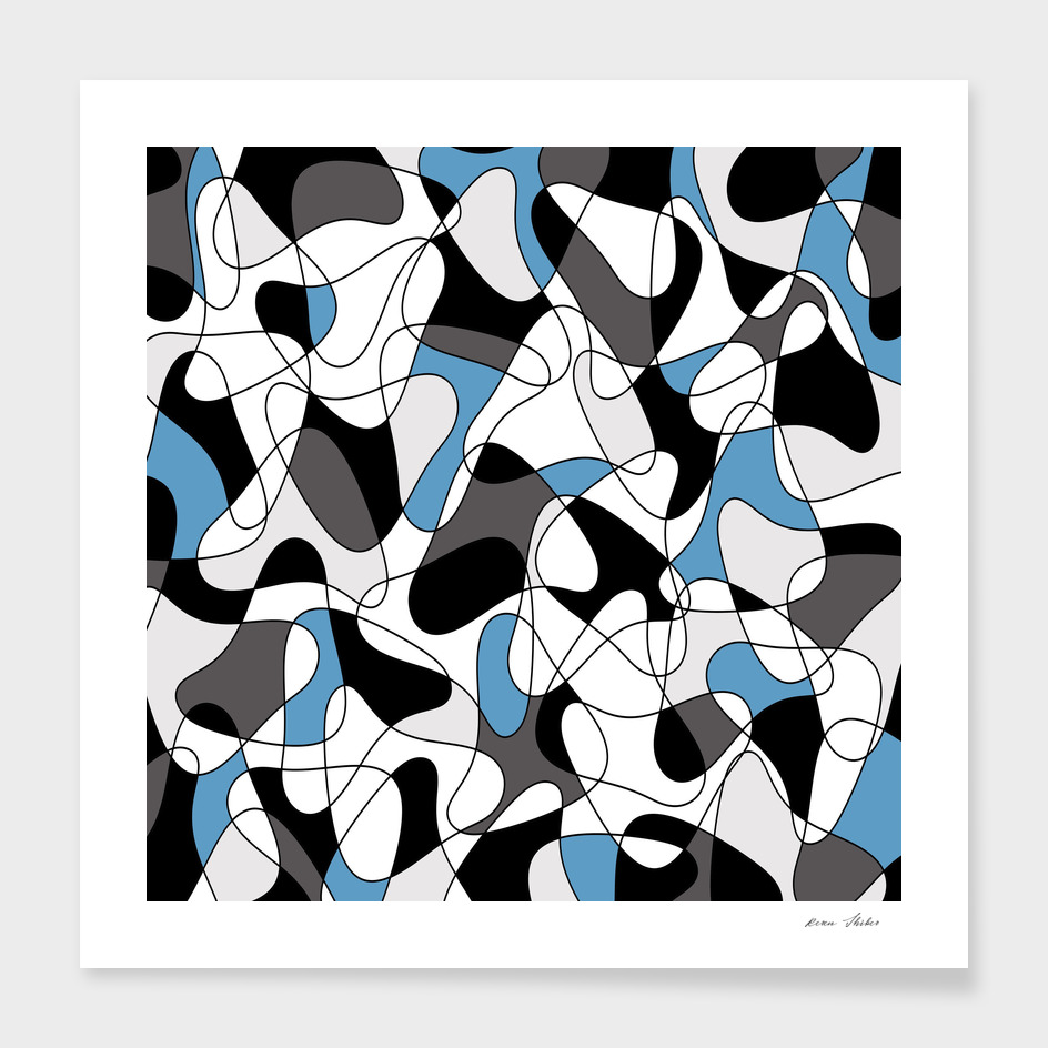 Abstract geometric pattern - blue, gray and white.