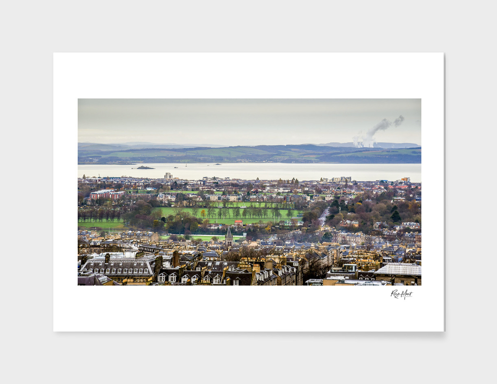 High angle view of townscape by the city of Edinburgh