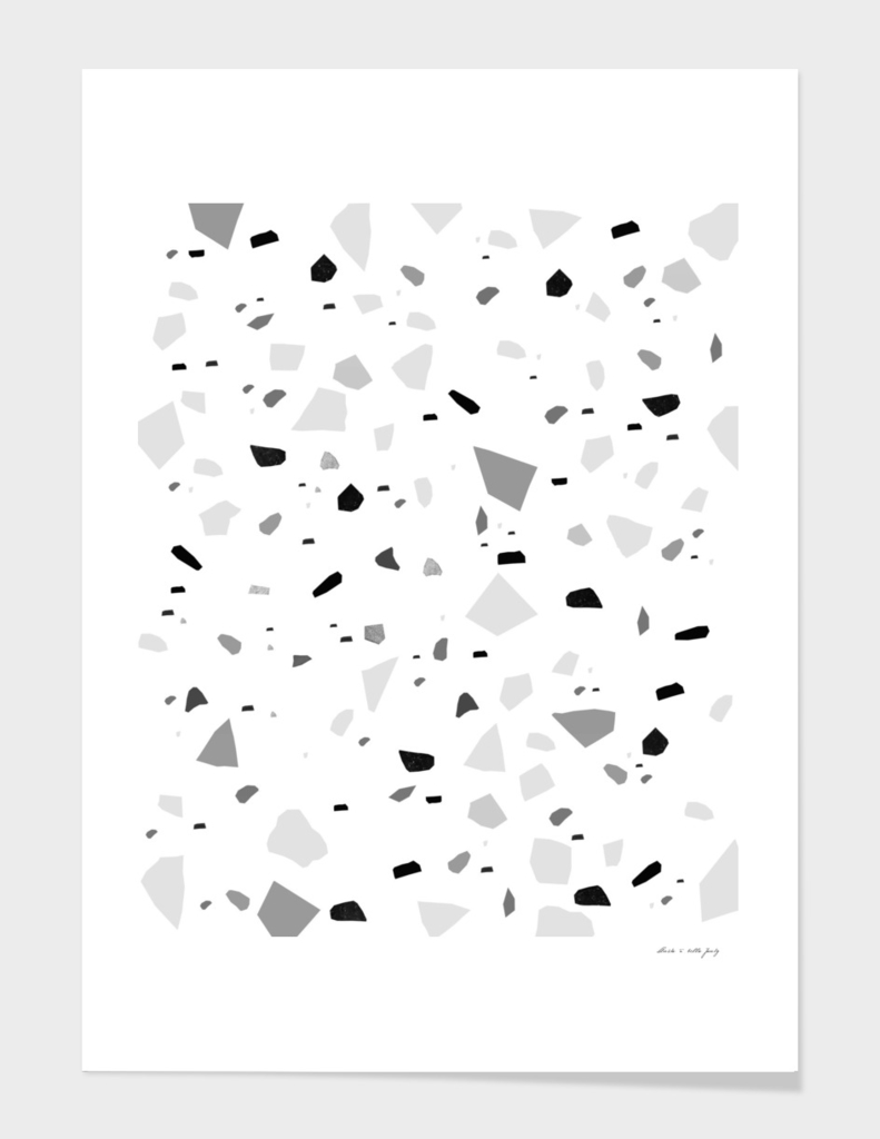 Black Gray White Terrazzo #1 #decor #art