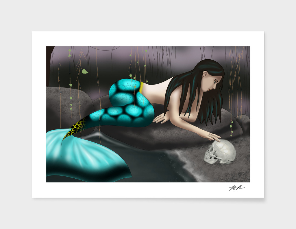 Mermaid Playing with Skull