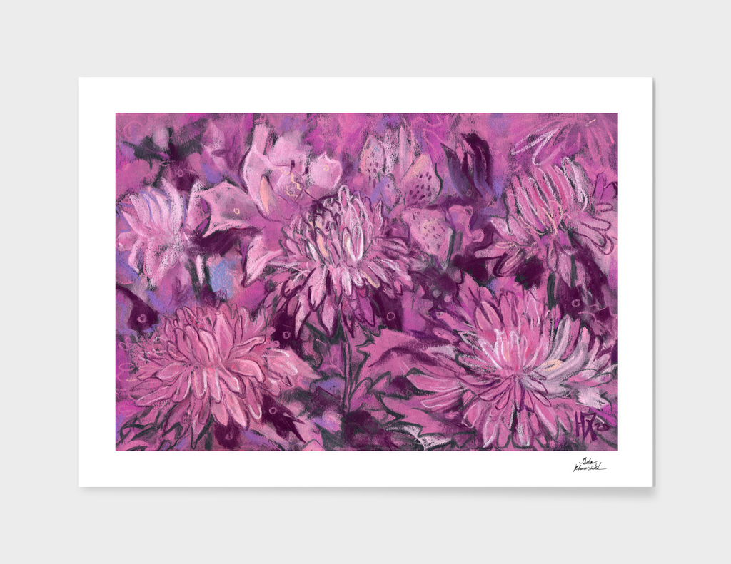 Chrysanthemum Abstraction, Pastel Painting