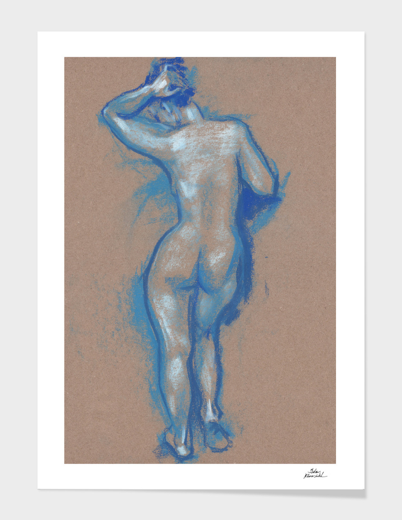 Standing Woman, Female Nude Model - Back, Artistic Nudity
