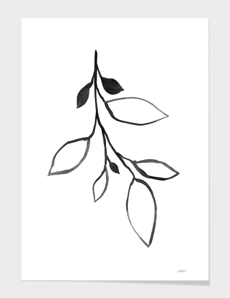 Black Ink Botanical Line Art - Plant 3