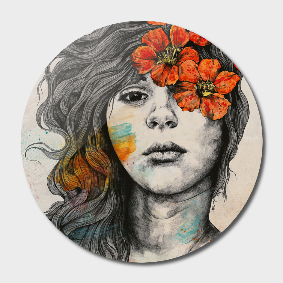 Softly Spoken Agony | flower girl pencil portrait