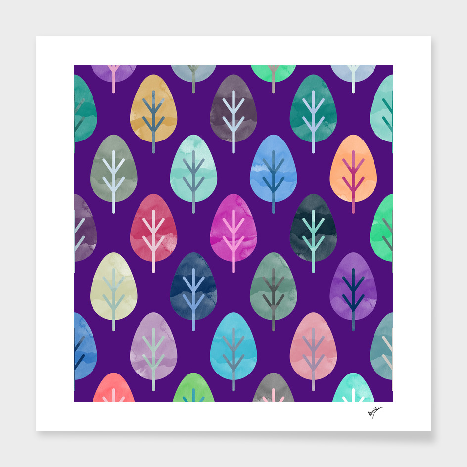Watercolor Forest Pattern