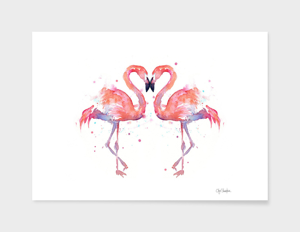Flamingo Love Watercolor