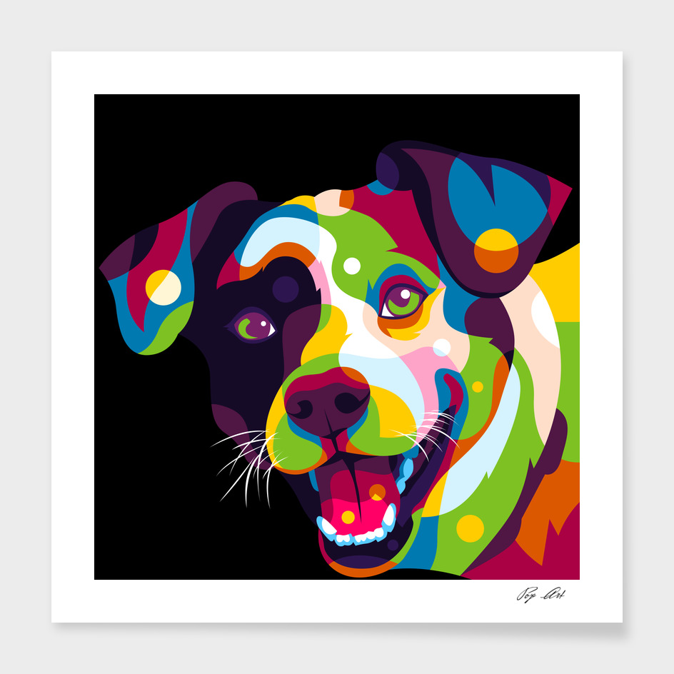 I Love Colorful Dog Portrait