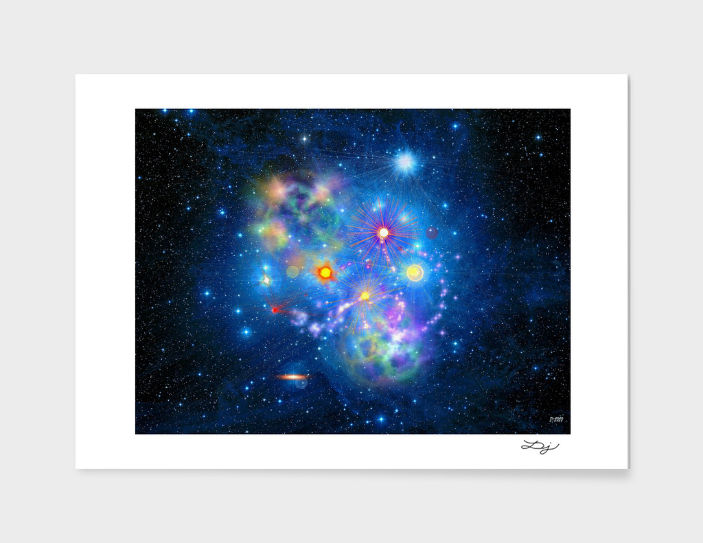 Colorful Pleiades Star Cluster