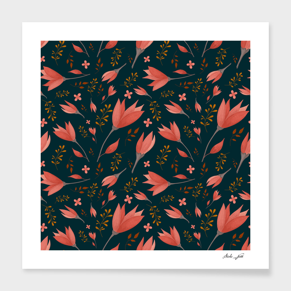 Delicate Autumn Floral Gouache Pattern Collection II
