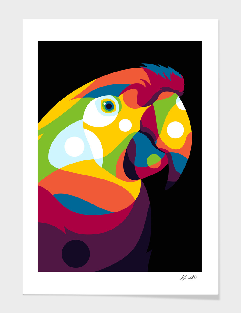 Parrot Bird in Colorful Pop Art