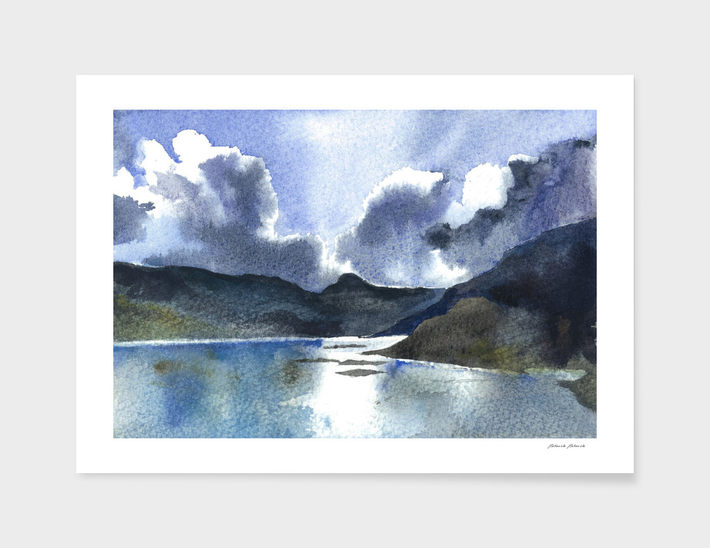 Watercolor Scotland Loch