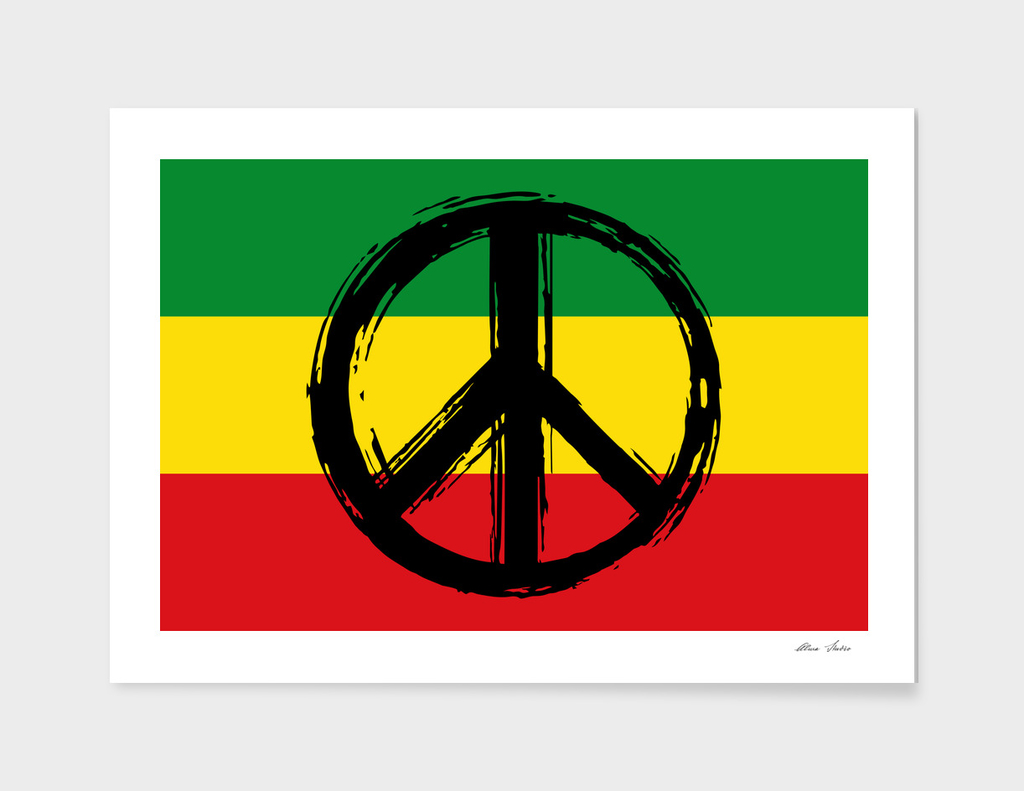 Peace Symbol with Reggae Flag
