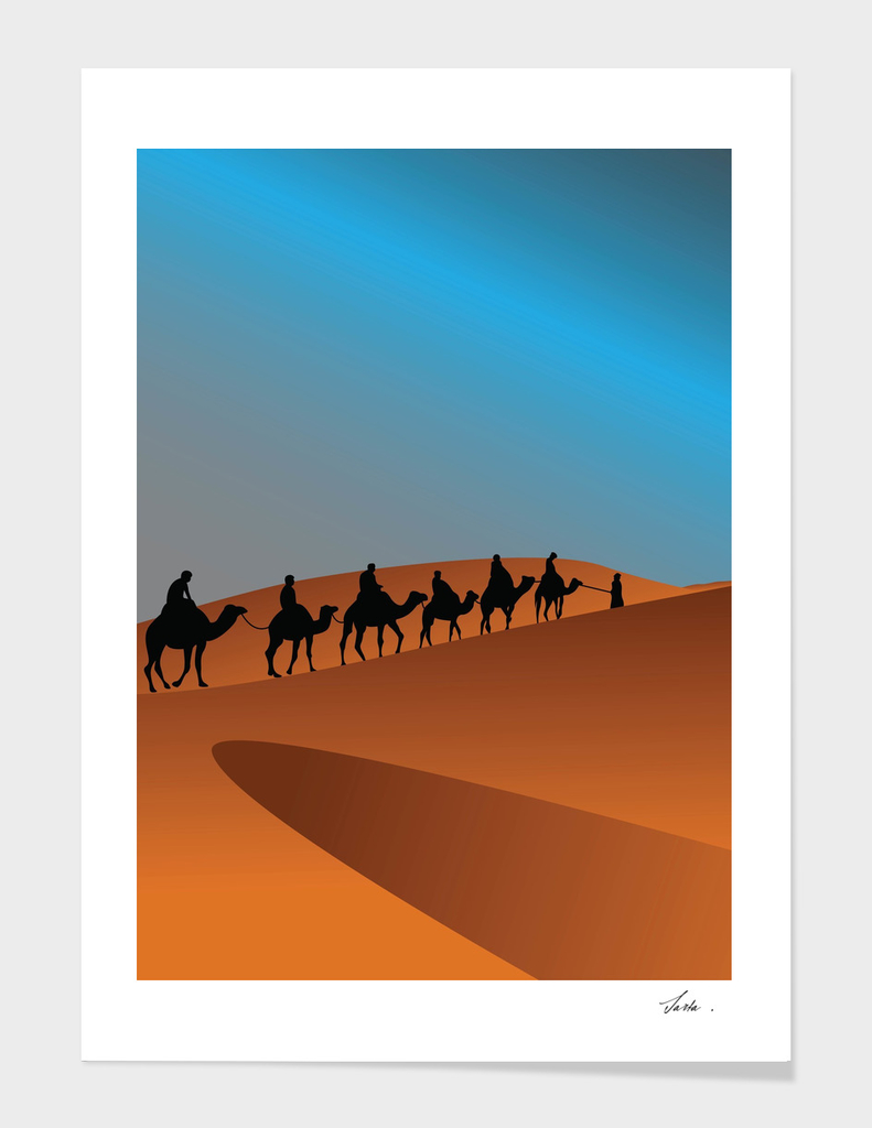 camel caravan on the desert 02