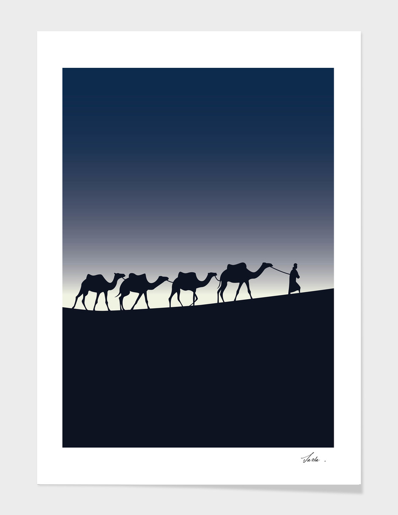 camel caravan on the desert 01