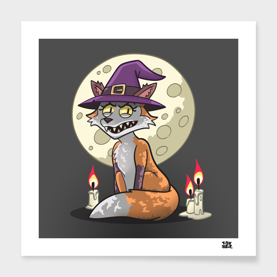 Fox on full moon