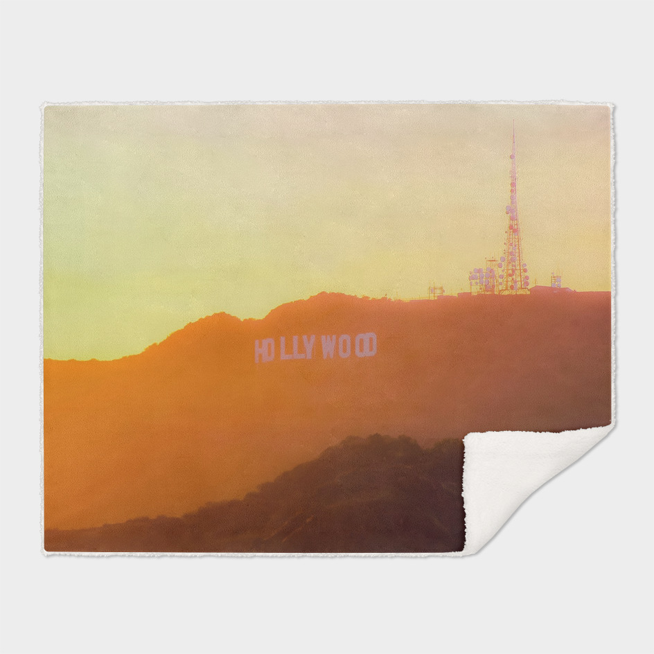 sunset light at Hollywood Sign Los Angeles California USA