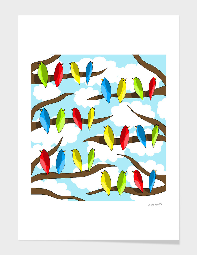 Parrots flock