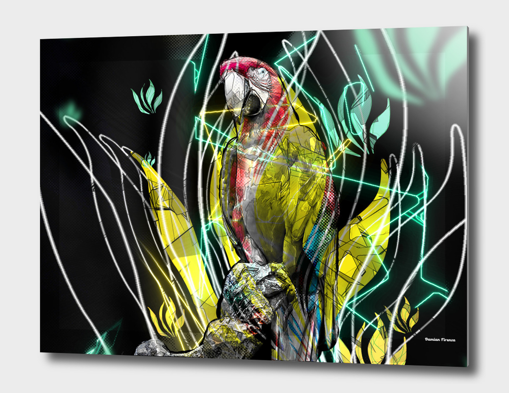 Parrot Bird Animal retro style colored