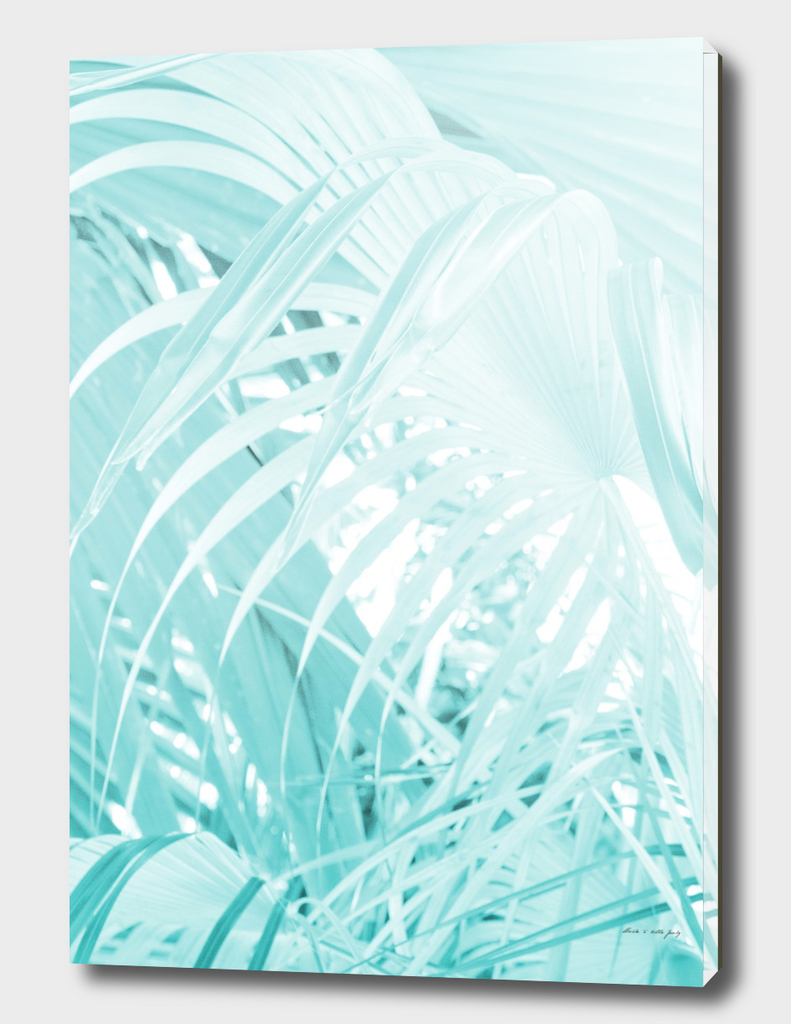 Soft Turquoise Fan Palm Leaf #1 #tropical #wall #decor #art