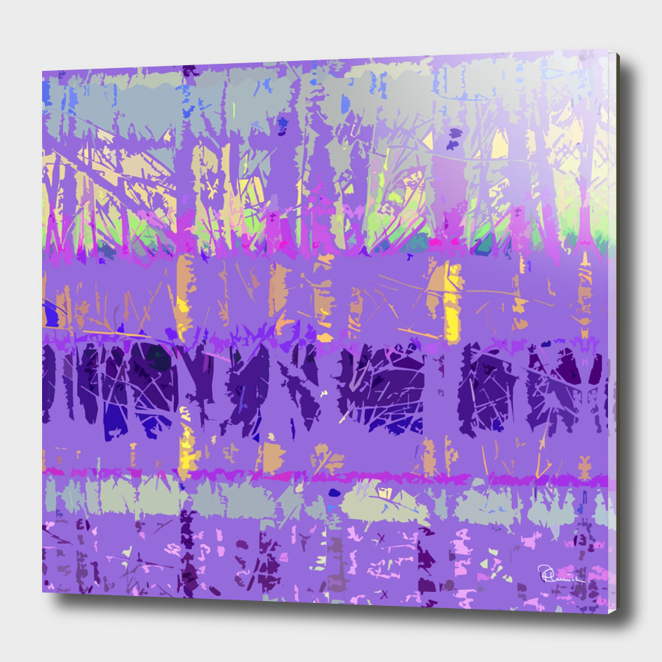 Tropical Trees in Abstract Cubist Maroon and Purple