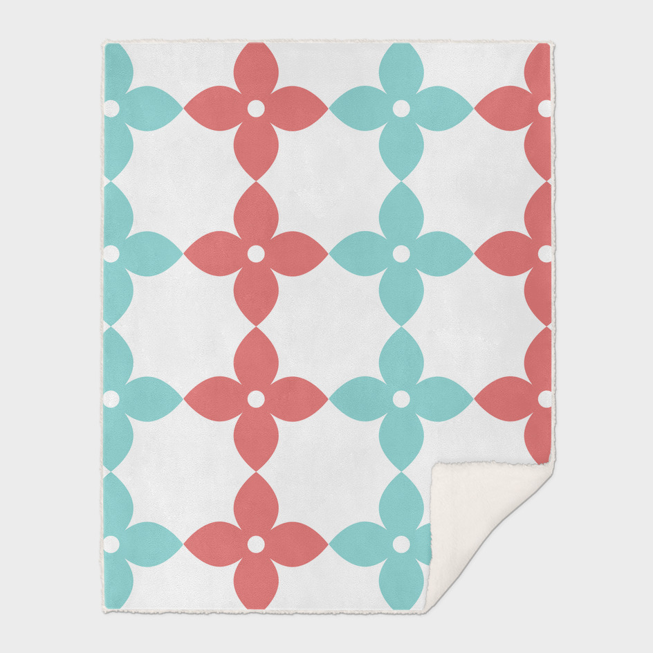 Complementary colors floral pattern - red and blue