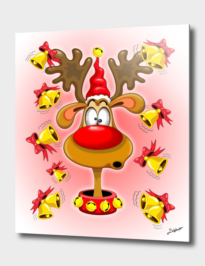Reindeer Fun Christmas Cartoon with Bells Alarms