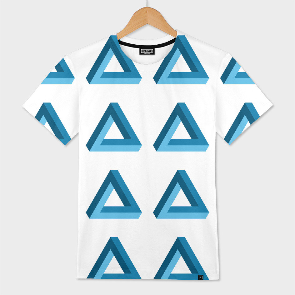 Impossible triangle optical illusion pattern - blue
