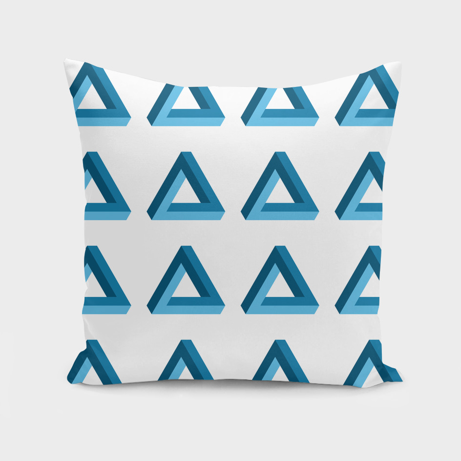 Impossible triangle optical illusion pattern - blue