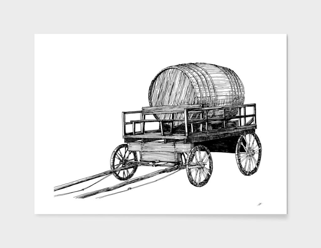 Large cart with a barrel