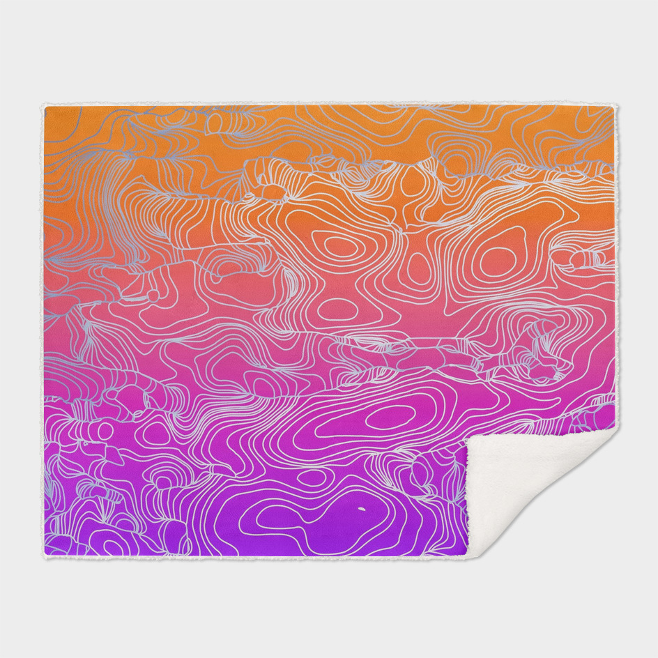 geometric fractal line abstract background in purple orange