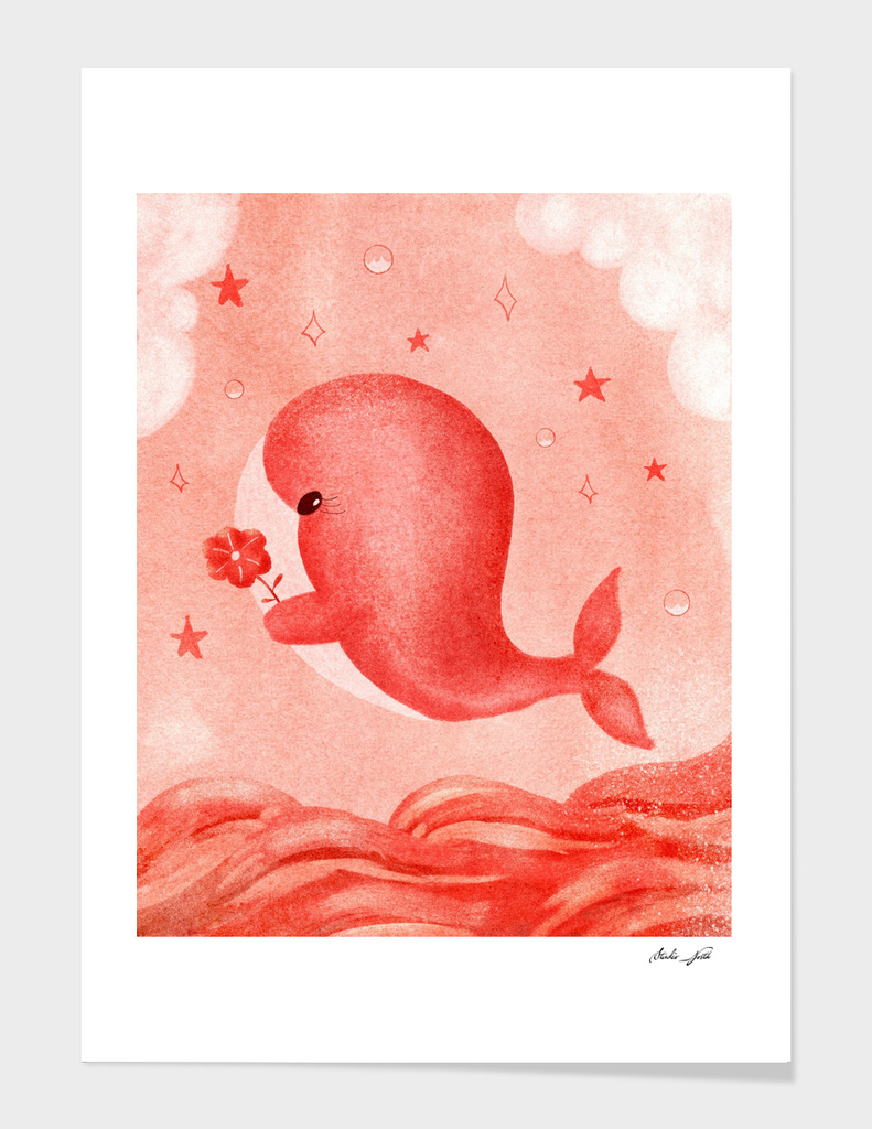 Cotton Candy Baby Whale Illustration