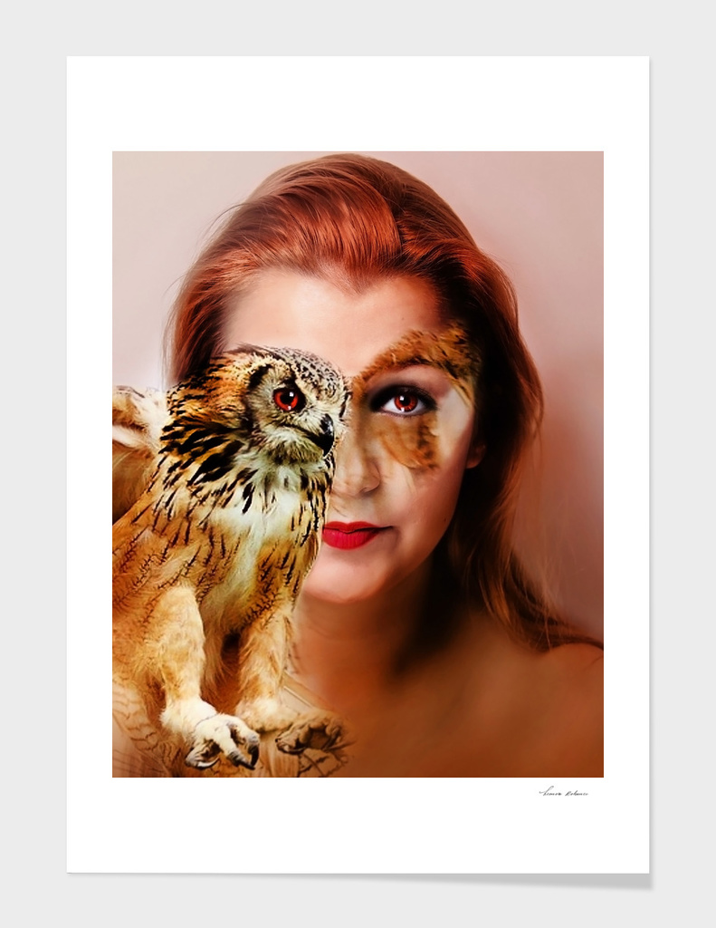 woman and owl