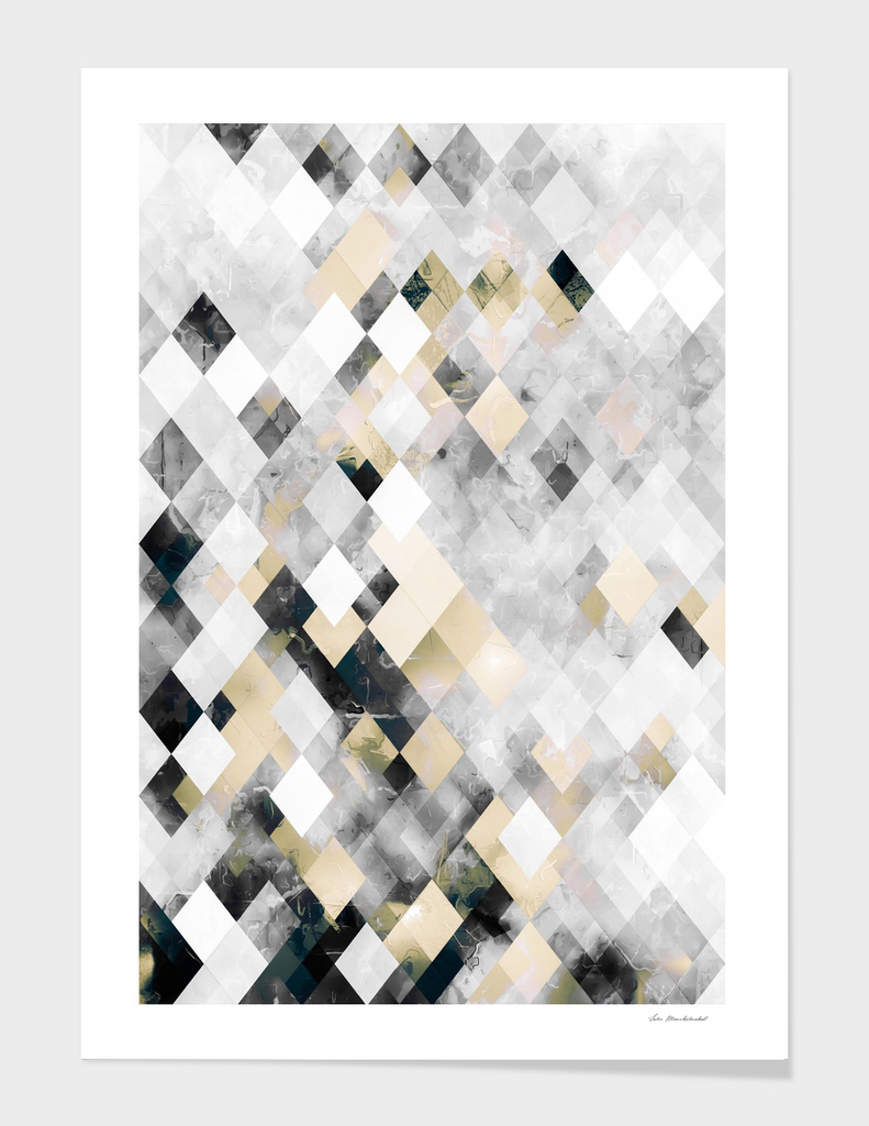 geometric square pixel pattern abstract art in brown black