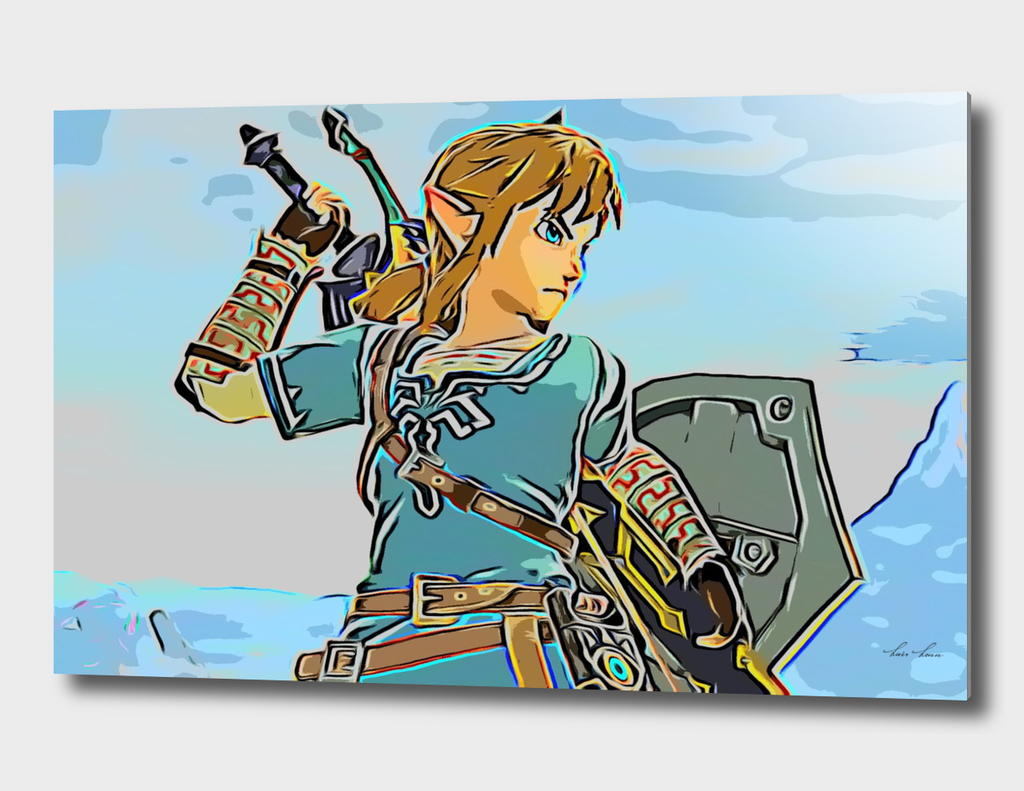 Zelda Link Artistic Illustration RGB Outline Style