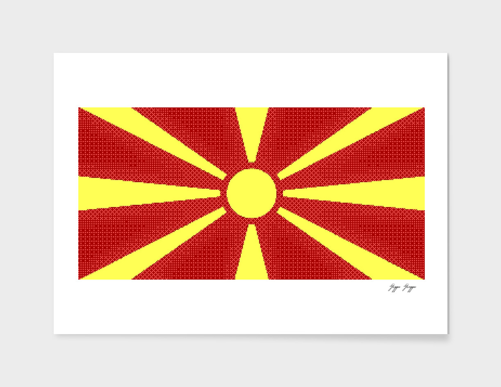 Macedonia Flag Sun Rays Japan Like Dotted Style