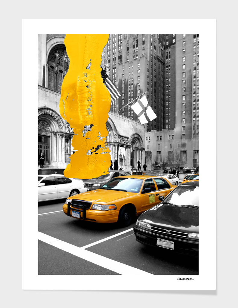 NYC Yellow Cabs - Avenue - Brush Stroke