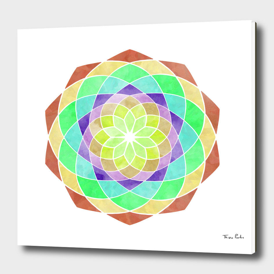 Watercolor Mandala of Happiness
