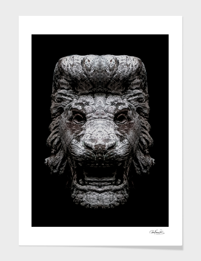 Creepy Lion Head Sculpture Artwork