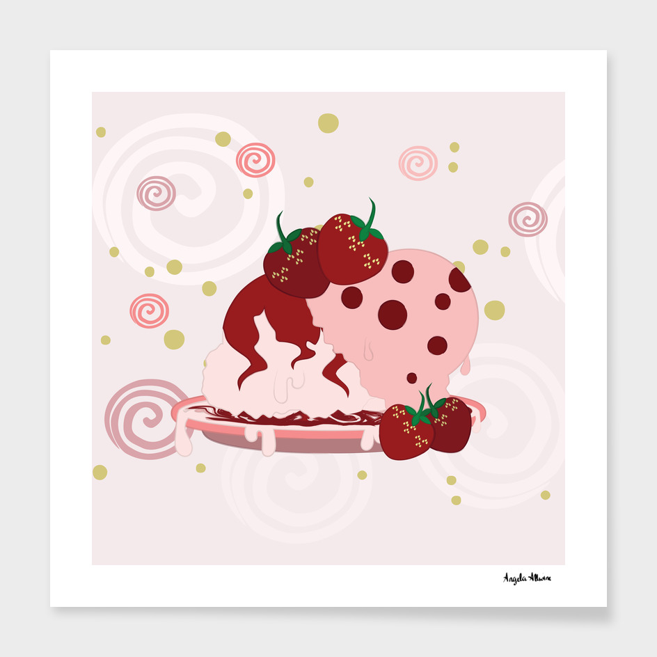Strawberries And Ice Cream Art
